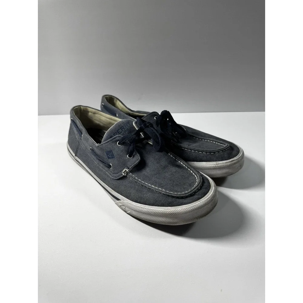 Sperry Top Sider Shoes Mens 9.5 Blue Bahama II Chambray Boat Casual Low STS17394